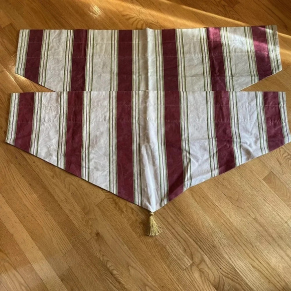 Waverly Pair Of 2 Striped Ascot Valances Curtains Lined - Picture 1 of 6